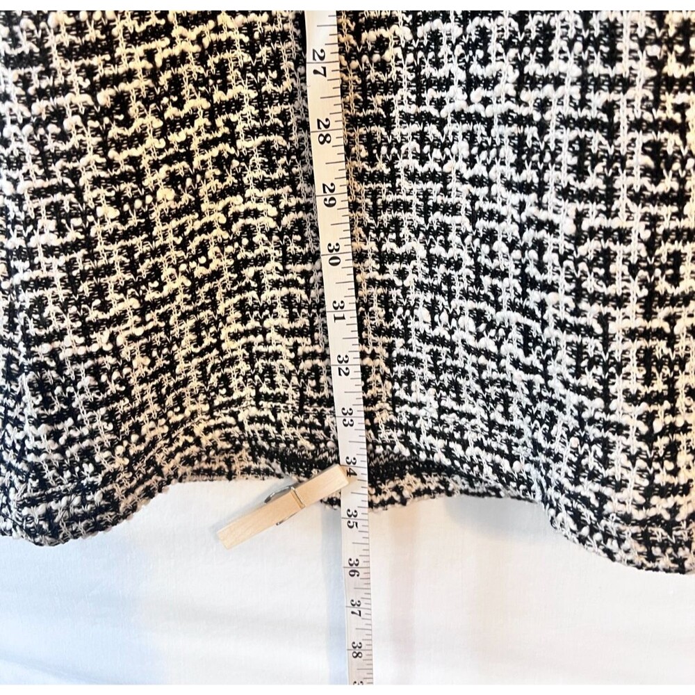 Max Studio Black White Soft Tweed 3/4 Sleeve Dress w/Fringes Size LARGE NWT - Picture 10 of 12